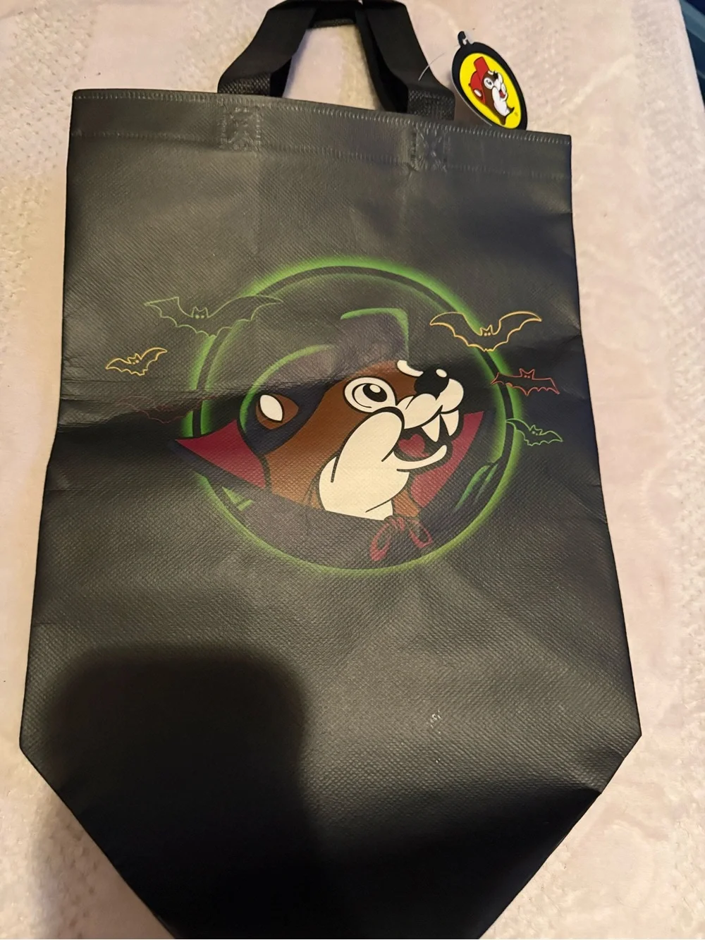 Buc-ee's Green Plush Throw Blanket - Spooky Nights Design and a Halloween bag
